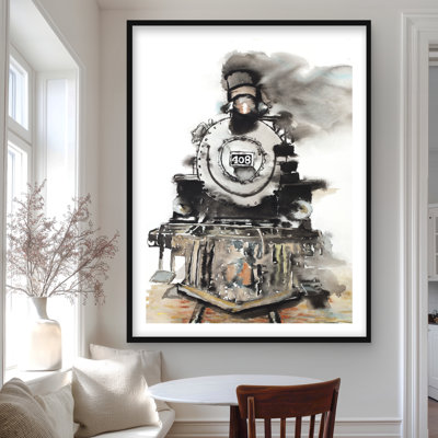 Vintage Train - Framed Matted Print for Home Decor