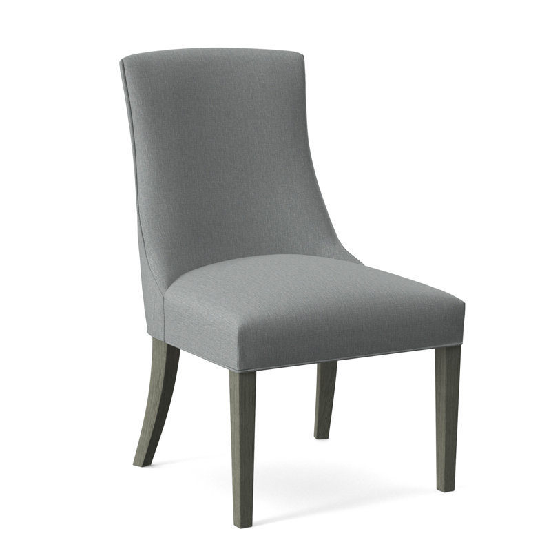 Tuxedo Slipper Dining Chair, Light Blue Performance Fabric; 0851-55, Antique Frost White Finish