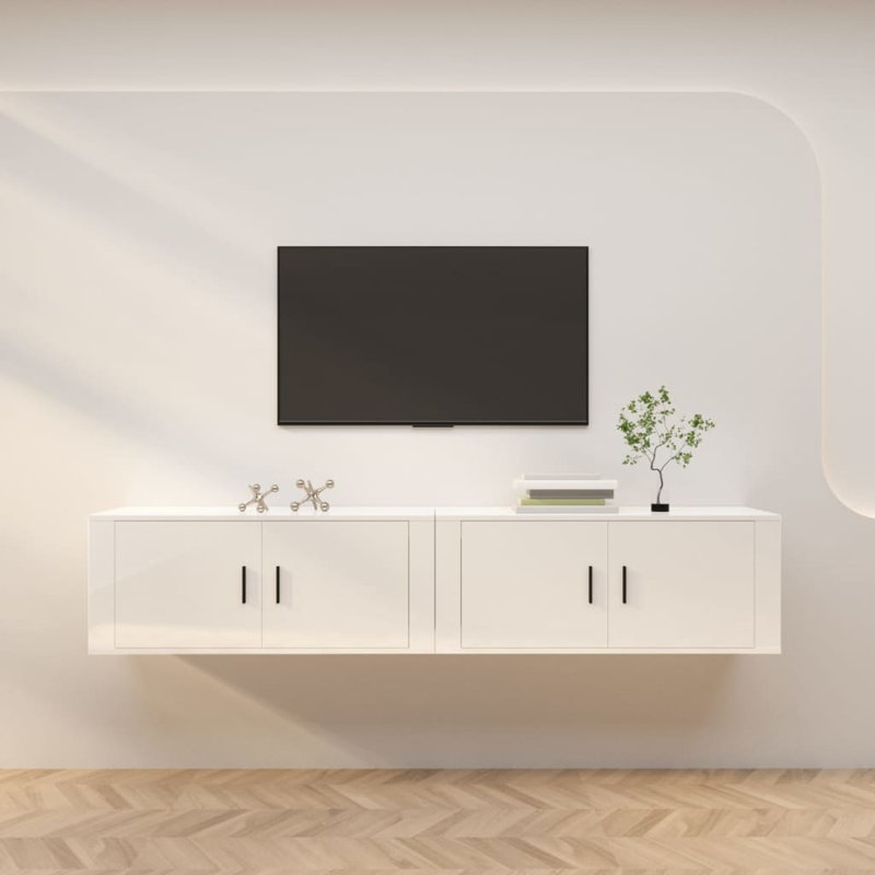 Simen TV Stand for TVs up to 43", 40cm H x 200cm L x 34.5cm W, White