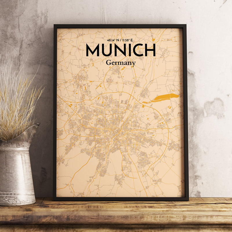 Munich City Map - No Frame Print, 43.2cm H x 27.9cm W x 0.13cm D