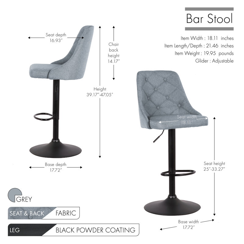 Tabouret de bar Bowie, Gris