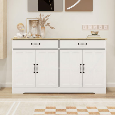 Farmhouse Buffet Cabinet Storage Sideboard With 2 Drawers And 4 Doors For Dining Living Room Kitchen