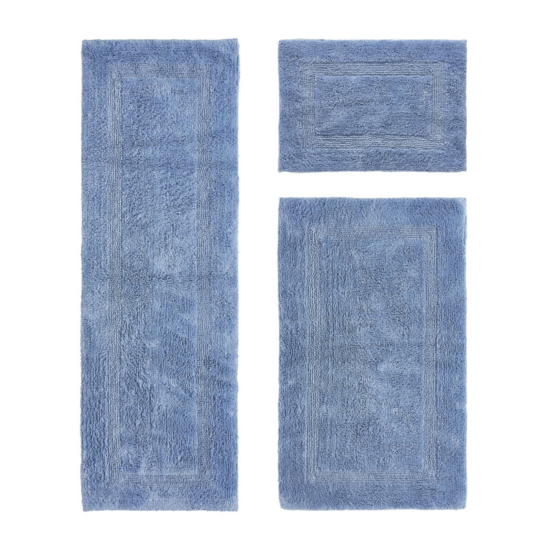 Annerose Premium 100% Cotton 3 Piece Bath Rug Sets, Machine Washable, Super Absorbent & Tufted Weave Reversible Bath Mat for Bathroom, Shower, and Tub, Oeko-Tex Certified Bathroom Rugs