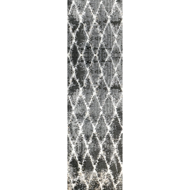 Tapis gris / ivoire Ciera, Tapis de couloir : 2 pi 2 po x 7 pi 7 po