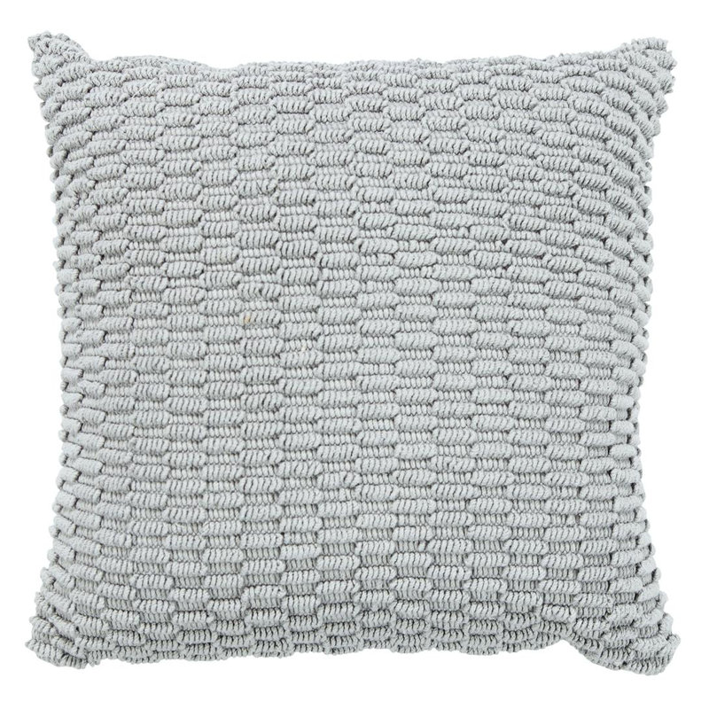  Square Cotton Pillow Cover & Insert, Silver