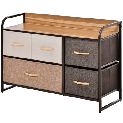 Bedroom 5 Dresser, With Toppling Dresser Wooden Top, For Entryway Storage