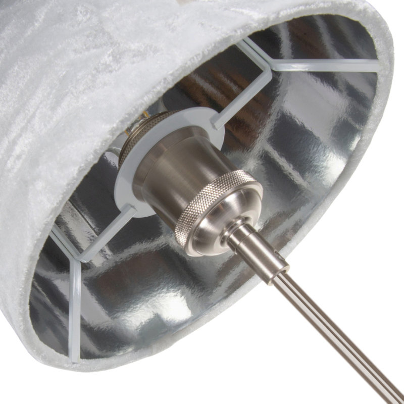 Modern Crushed Velvet Lamp Shade with Shiny Paper Inner, White, 15cm H x 20cm W x 20cm D