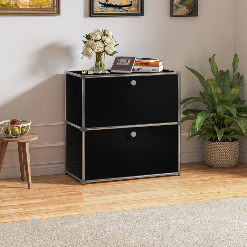 Rangement avec table de chevet et classeur, Noir