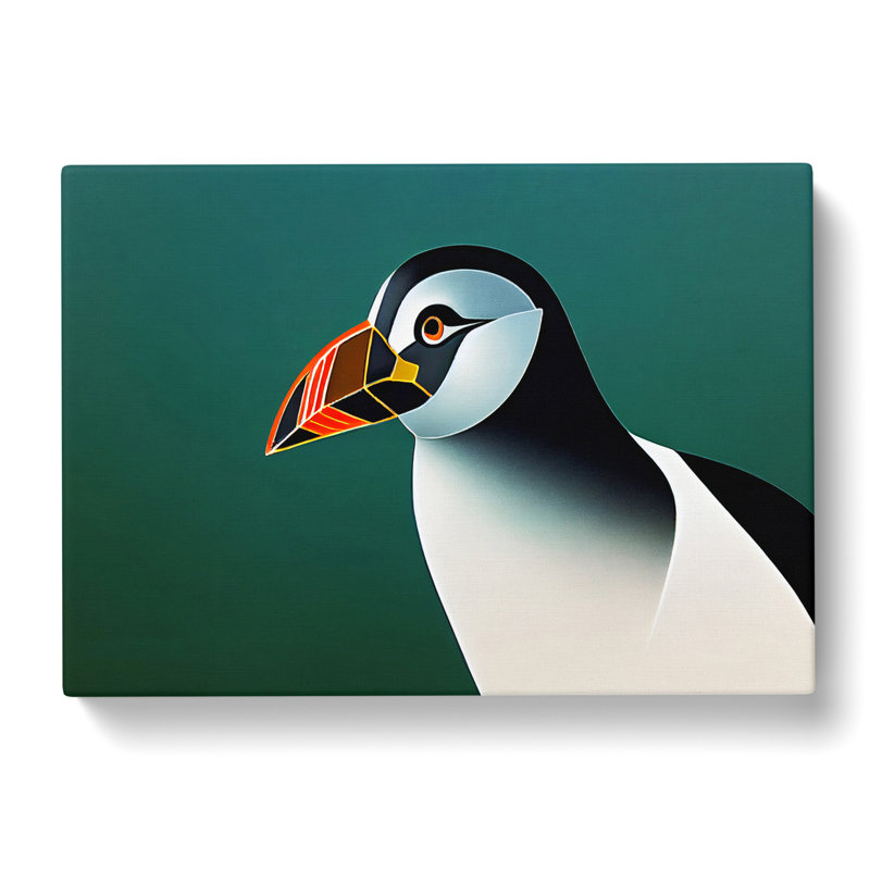 Exceptional Puffin Bird - Wrapped Canvas, 35cm H x 50cm W x 3cm D