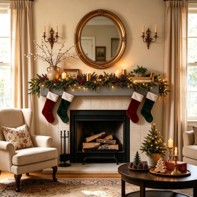 48" Fir Wood Fireplace Mantel, Floating Wall-Mounted Beam Shelf, Farmhouse Rustic Decor Mantel Shelf for Living Room