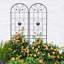 Ensemble de 2 treillis de jardin antirouille pour vignes, extérieur en métal 86,7 "x 19,7", treillis en fer noir, escalade de fleurs en plein air, support