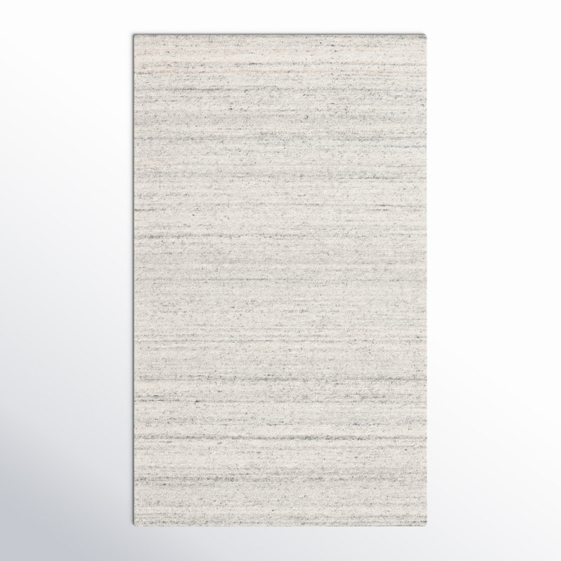 Handmade Light Grey / Beige Rug, Rectangle 3' x 5'