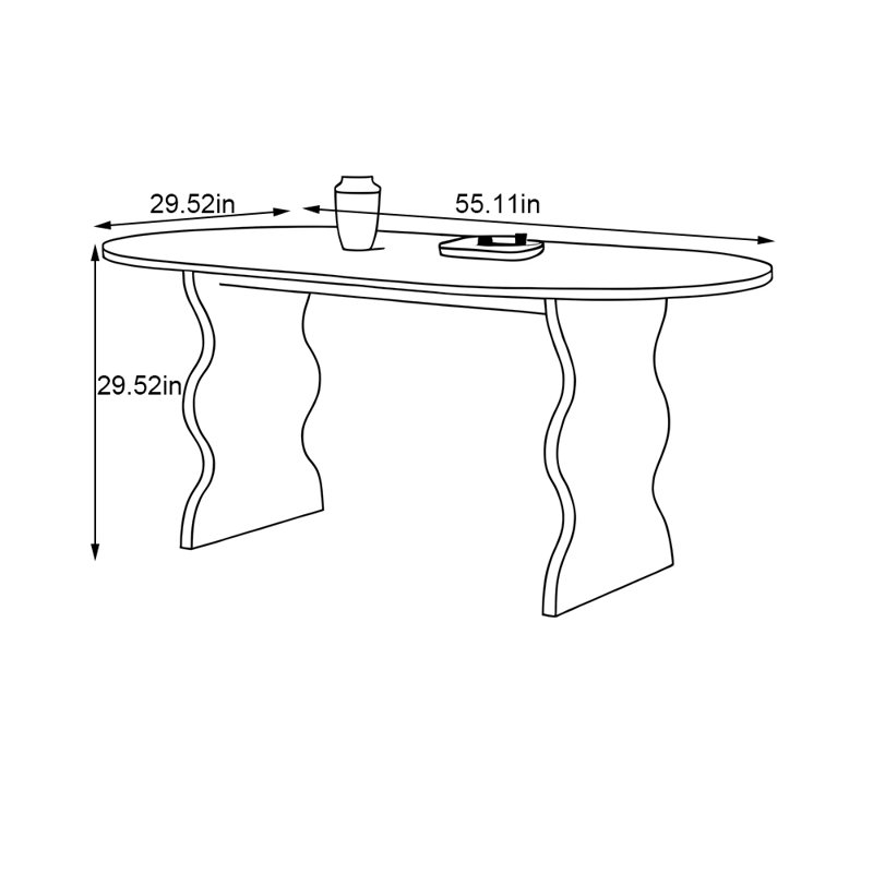 Cream-style solid wood rock plate dining table, 29.52"H x 55.11"L x 29.52"W