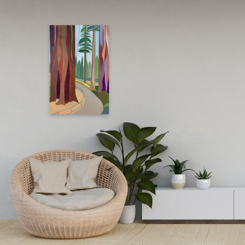 Adieu séquoia - Paysages contemporains, art fuchsias de Californie, H 24 po x l 16 po