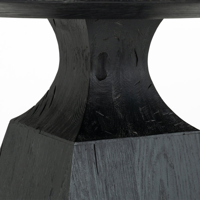 Sargon Round Stone Dining Table, Bluestone/Washed Black
