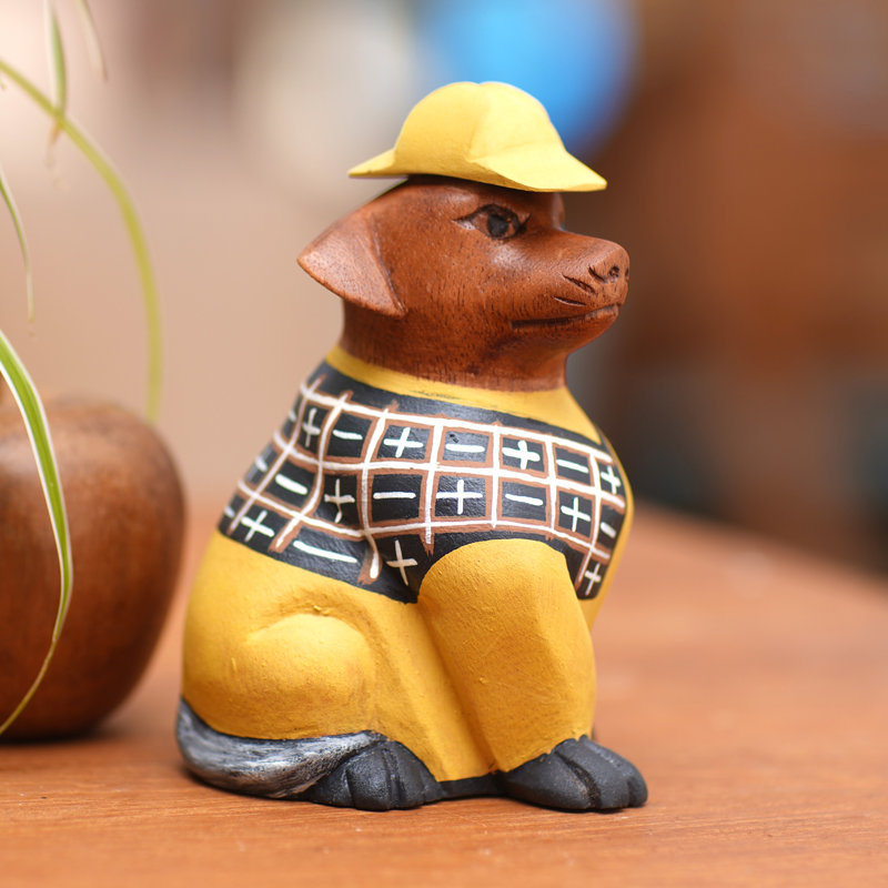  Handmade Detective Dachshund Wood Figurine