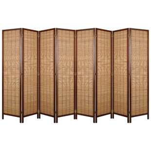 Natural Bamboo Weave Fiber Room Divider, 180° Foldable Rotatable Rust-Resistant 4/6/8 Panel Privacy Screen For Home Office Outdoor Courtyard
