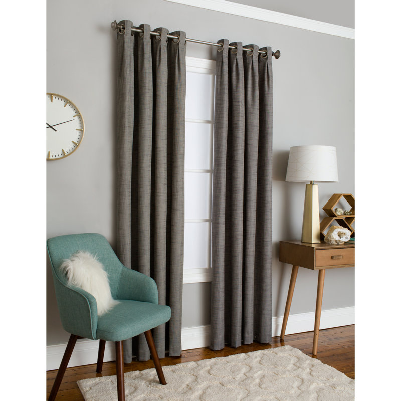 Mentzer 100% Polyester Room Darkening Solid Color Curtain Panel with Grommet Top , 50" W x 63" L, Dark Gray