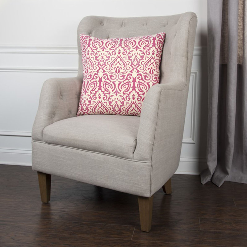 Coussin décoratif en coton 22 po or et blanc, Rose