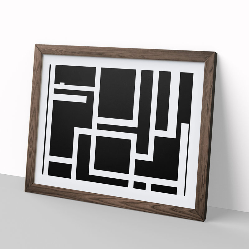 Cubism Abstract - Framed Print, 46cm H x 64cm W x 2cm D, Walnut