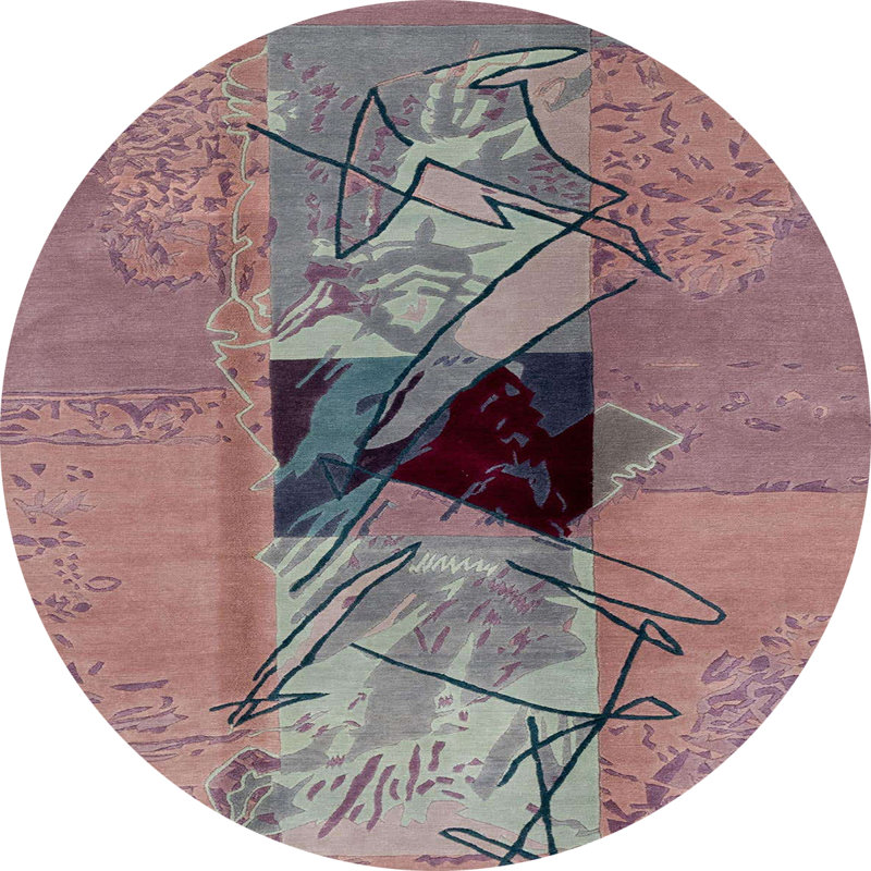 Tapis multicolore à motif abstrait Milagrosa, Rond 6 pi