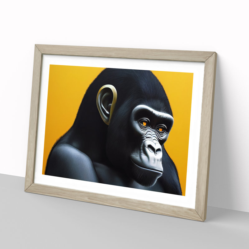 XH1022-6095X Modern Gorilla Vol.2 - Single Picture Frame Print, 25cm H x 34cm W x 2cm D, Oak
