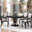Table à rallonge avec 4 chaises et 5 chaises au design rétro (chêne noir rond chêne noir - sensation forte)