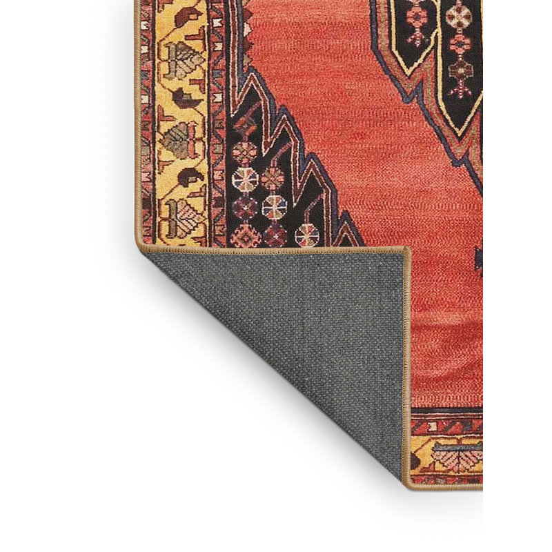 Tapis traditionnel rouge / noir, Rectangle 2 pi x 3 pi