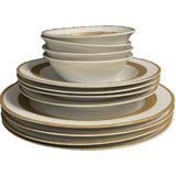 Lefay 12 Piece Porcelain China Dinnerware Set - Service for 4
