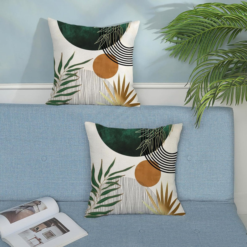 Green Gold Throw Pillow Covers
