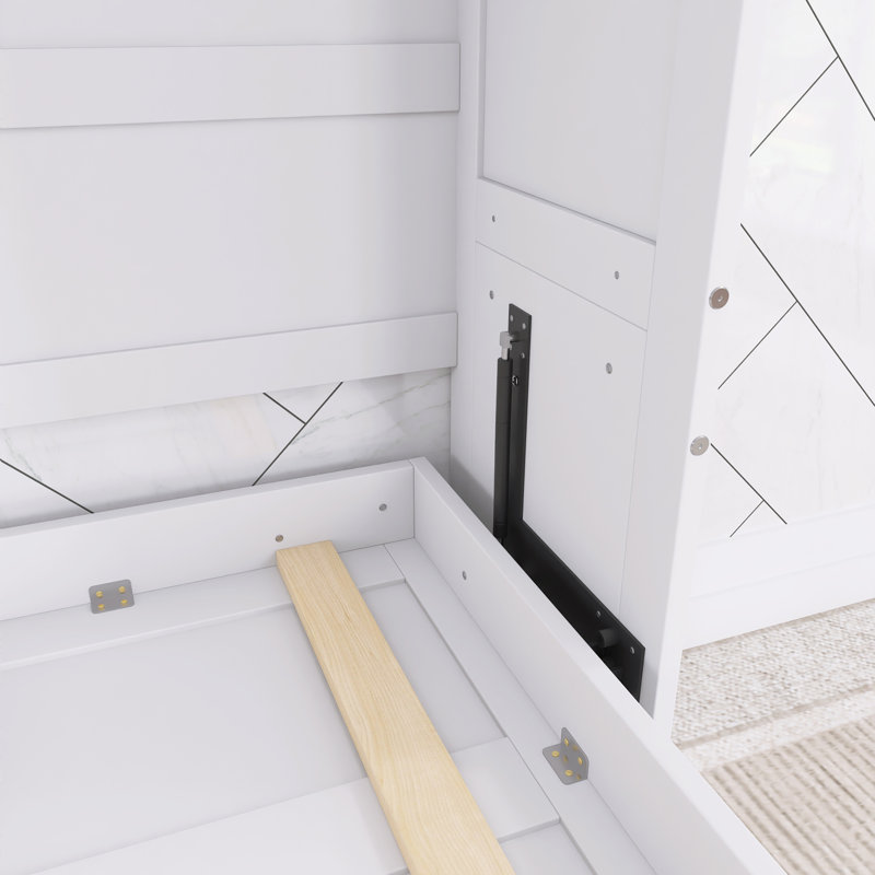 Queen Size White Murphy Bed Wall Bed, White, Queen