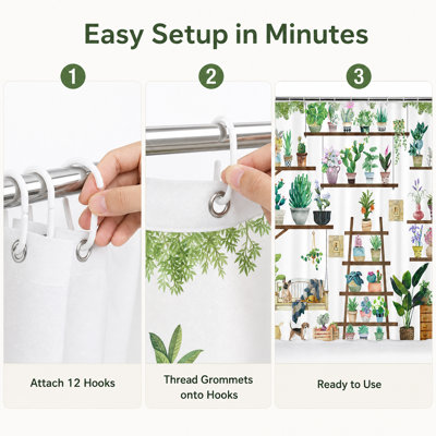 Floral Shower Curtain with Hooks Included