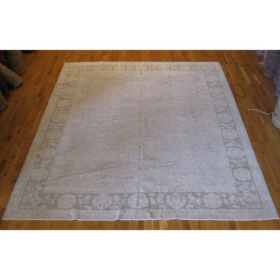 Tapis de zone en laine 8 pi x 9 pi 8 po one-of-kind à la main noué la