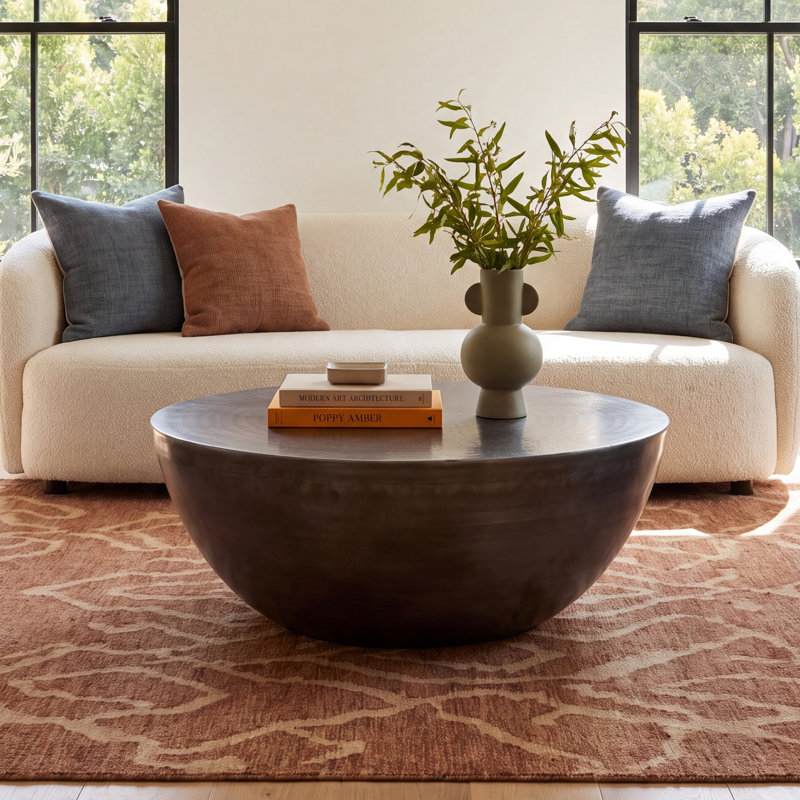Hobbs Drum Coffee Table, Antique Nickel