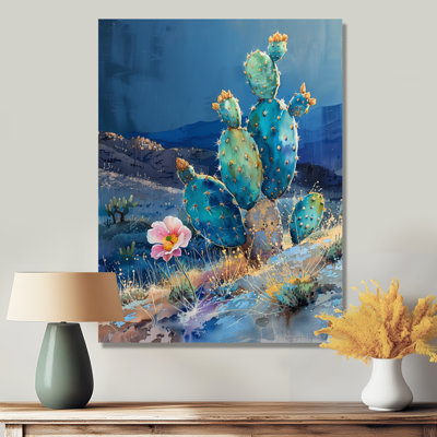 Cactus vert et rose, merveille du désert - Art mural floral cactus