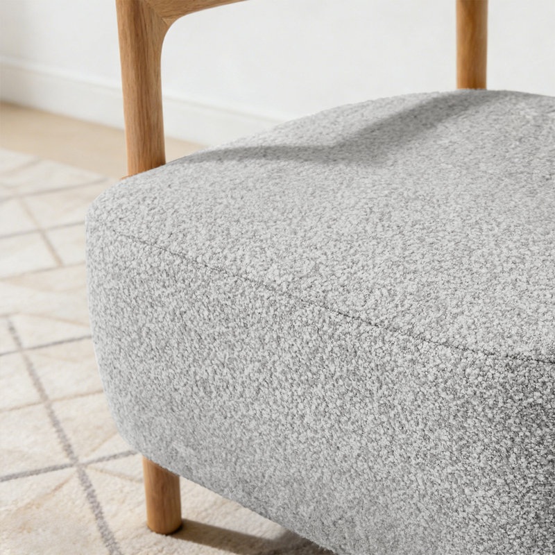 Ensemble de 2 fauteuils de 25 po de large rembourrés avec accoudoirs en bois, Gris