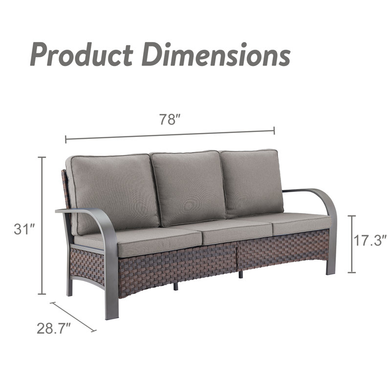 Canapé d'extérieur avec coussins 78 po Bobra, Gris