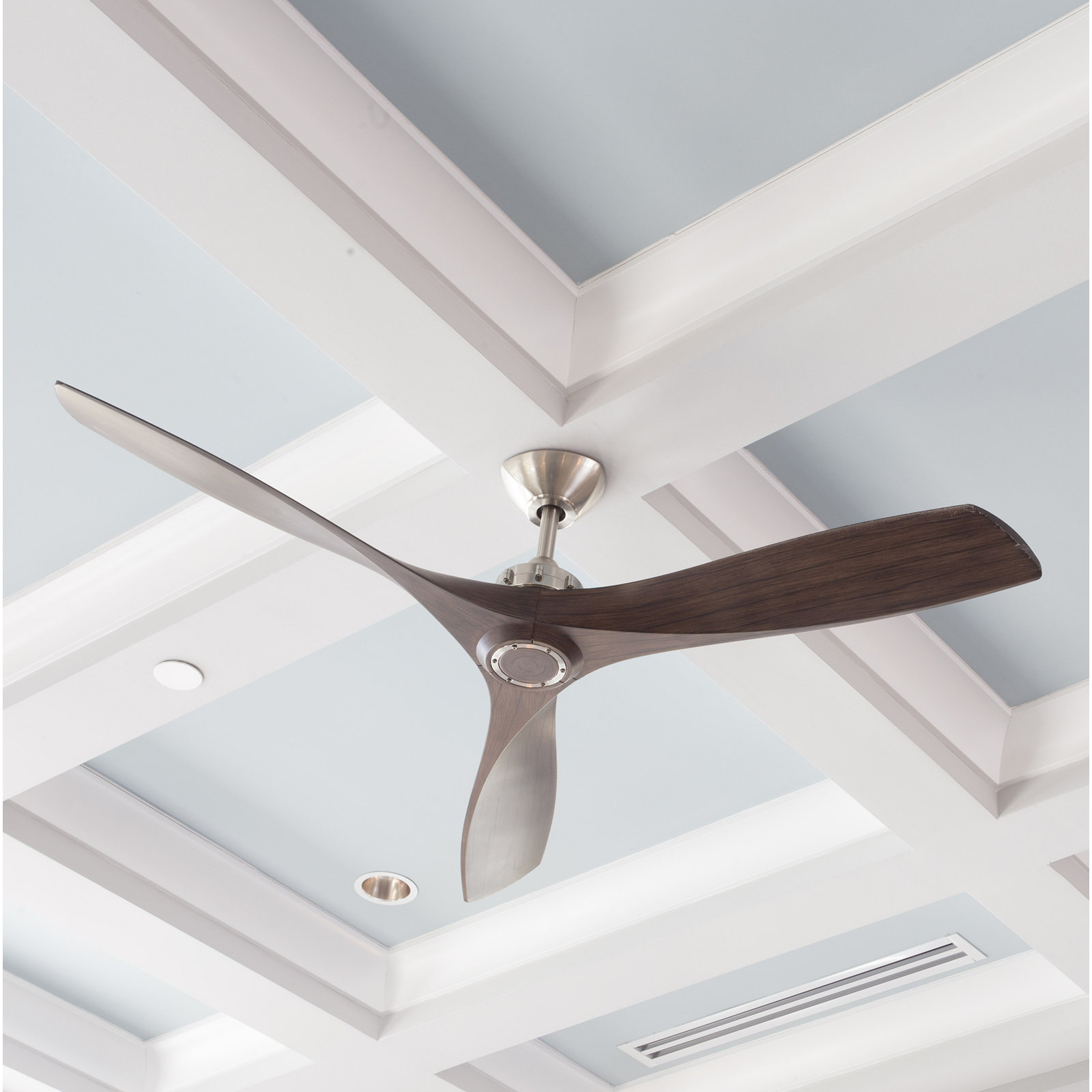 60" Aviation 3 - Blade LED Standard Ceiling Fan with Remote Control and Light Kit Included, Brushed Nickel with Brown Blades