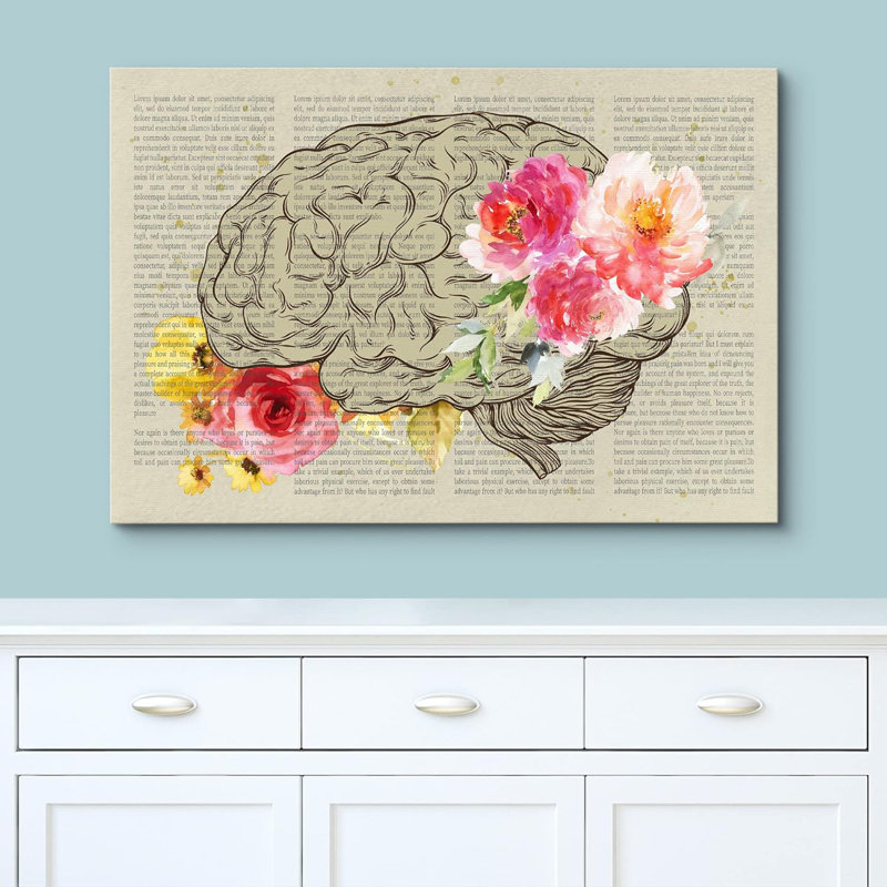 Rétro journal rose, fleur de rose, santé médicale, art moderne, botanique, décoration murale, H 24 po x l 36 po