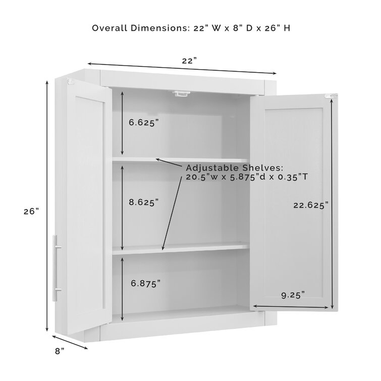 Allura 22 W x 26 H x 8 D Wall Mounted Bathroom Cabinet Finish: White