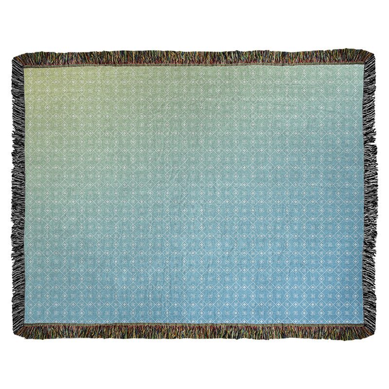 Couverture en coton tissé Katelyn Elizabeth, l 50 po x L 60 po, Bleu / Jaune