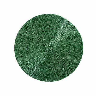 Glass Bead Placemat in Green, Set of 4