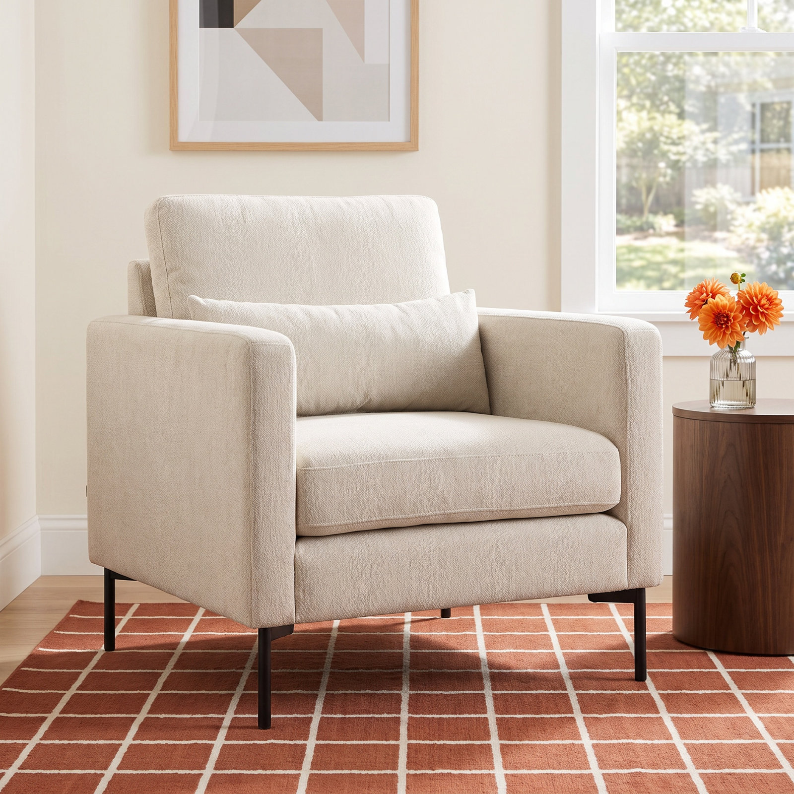Odin Armchair, Taupe Fine Textured Boucle