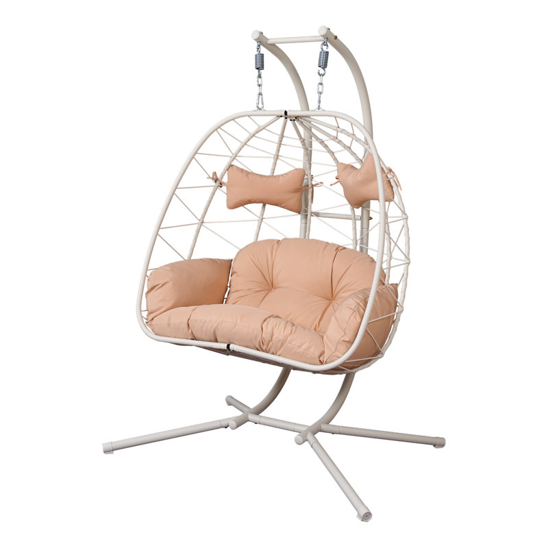 Double hamac Lbs suspendu, chaise en métal en rotin pour terrasse