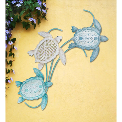 17 Inch 3 Sea Turtle Wall Decor Metal Wall Décor Standard