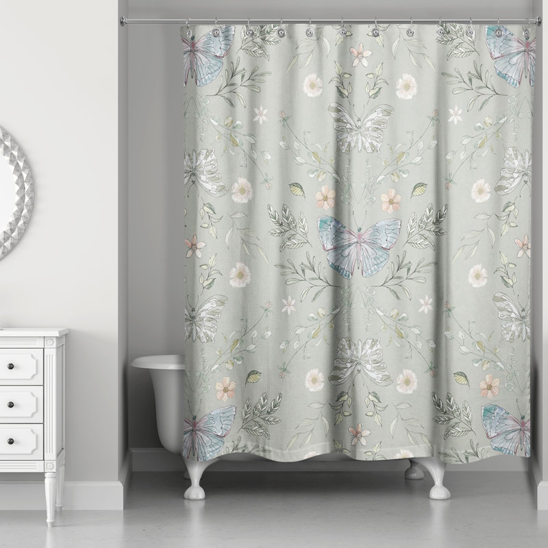 Rideau de douche simple Anglina, Sauge
