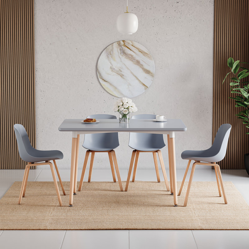 Braydon Beech Solid Wood Base Dining Table, Grey