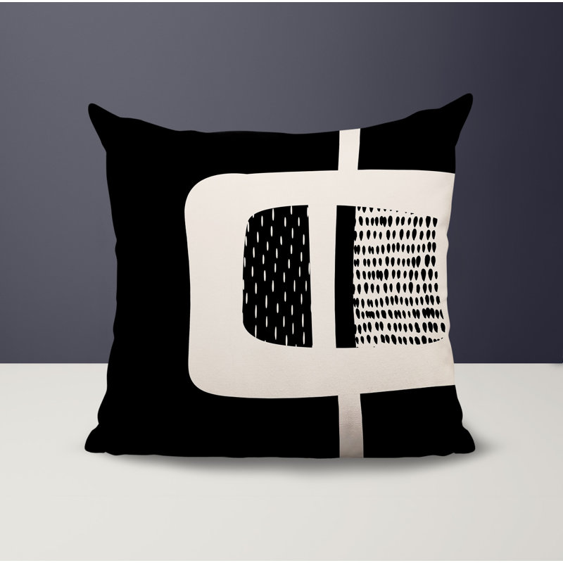 Coussin carré intérieur / extérieur pia, H 15 po x l 15 po, Black/Off-White