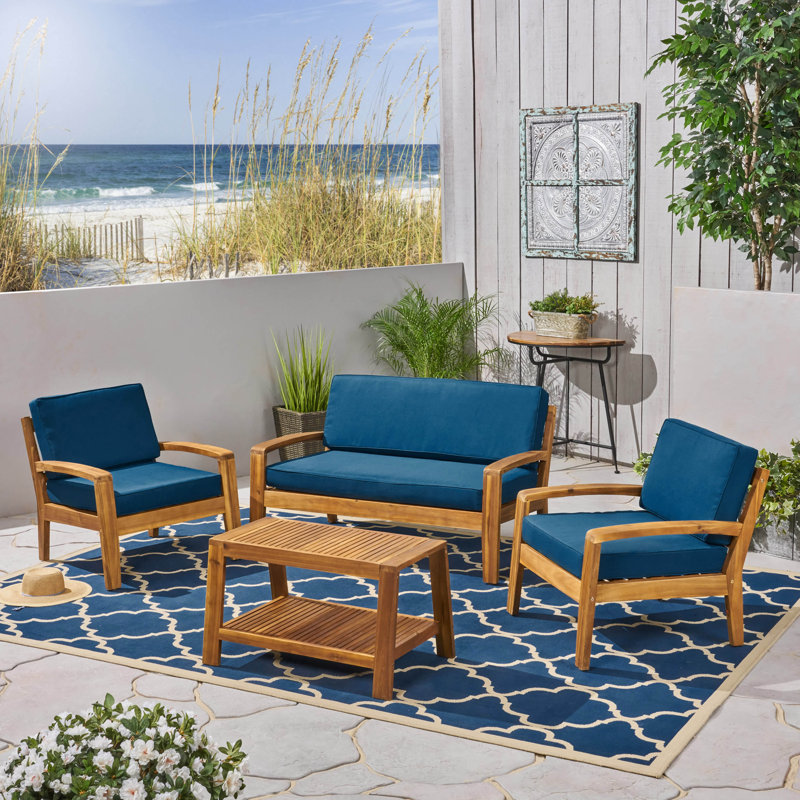 Sondra 4 - Person Patio Conversation Set with Cushions, Teak