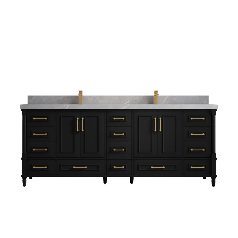 Aberdeen Bathroom Vanity, Pearl Light Gray, Black
